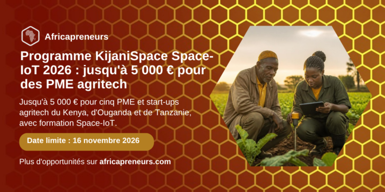 Programme KijaniSpace Space-IoT 2026, jusqu'à 5 000 € pour des PME agritech, Africapreneurs