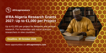 IFRA-Nigeria Research Grants 2027 card: up to €1,000 per project, deadline 30 October 2026