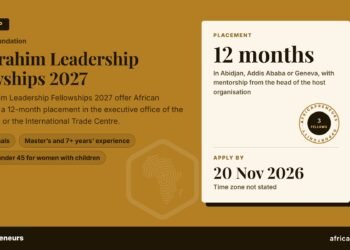 Mo Ibrahim Leadership Fellowships 2027: 12-month placement, apply by 20 Nov 2026